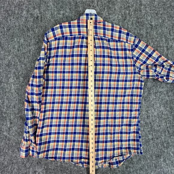 LL Bean Shirt Mens Large Plaid Knit Slightly Fitted‎ Button-Up Business Casual - Picture 5 of 6